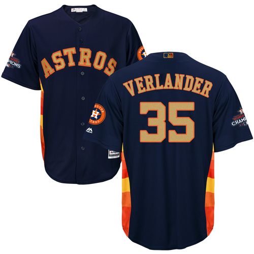 Astros #35 Justin Verlander Navy Blue 2018 Gold Program Cool Base Stitched Youth MLB Jersey - Click Image to Close